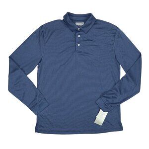 PGA Tour Moisture Wicking Long Sleeve Men's Golf Polo Shirt NWT Dark Peacoat